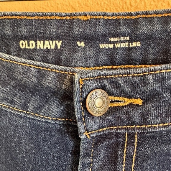 Old Navy Women's High Rise Wow Wide Leg Dark Denim Stretch Jeans 14 - Picture 3 of 6